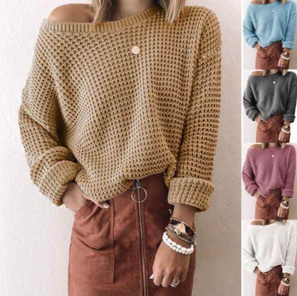 women's sweaters 2021 european and american sweater solid color loose diagonal collar long sleeve knitted autumn winter, White;black
women's sweaters 2021 european and american sweater solid color loose diagonal collar long sleeve knitted autumn winter, White;black