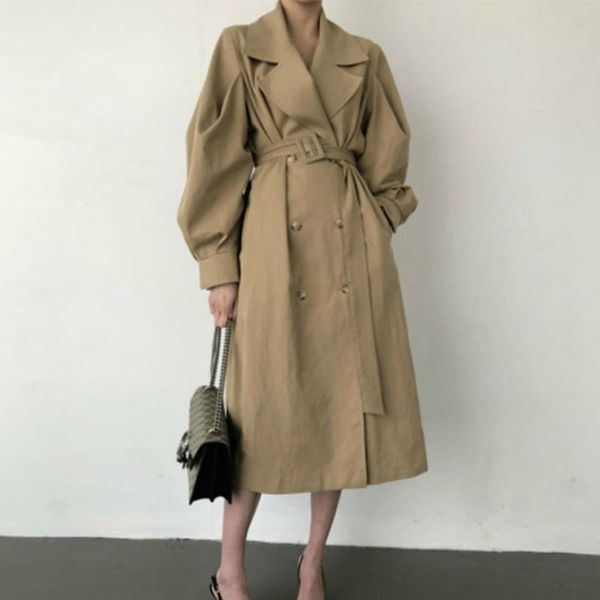 women's trench coats bornsra 2021 autumn and winter coat for women high street full long adjustable waist windbreaker ladies female, Tan;black
women's trench coats bornsra 2021 autumn and winter coat for women high street full long adjustable waist windbreaker ladies female, Tan;black