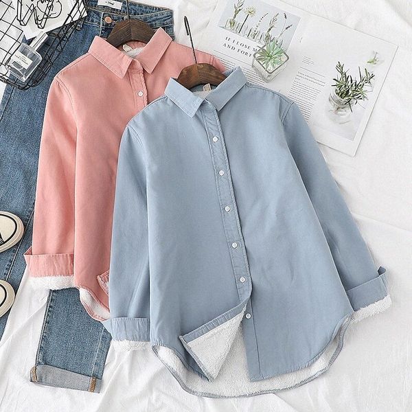 women's fleece lining blouse shacket shirt plain button shirt collar casual streetwear blue blushing pink white j9su#
women's fleece lining blouse shacket shirt plain button shirt collar casual streetwear blue blushing pink white j9su#