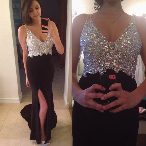 2022 bling black prom dresses deep v neck crystal major beading chiffon side split plus size sweep trian evening gownsparty pageant gowns
2022 bling black prom dresses deep v neck crystal major beading chiffon side split plus size sweep trian evening gownsparty pageant gowns
