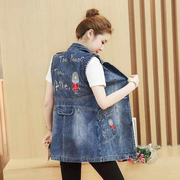 women's vests fashion 2021 spring autumn women jean embroidery letter plus size waistcoat european sleeveless denim vest, Black;white
women's vests fashion 2021 spring autumn women jean embroidery letter plus size waistcoat european sleeveless denim vest, Black;white