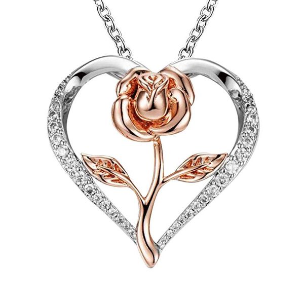 pendant necklaces fashion design women heart rose flower necklace with diamonds jewelry gifts party accesories, Silver
pendant necklaces fashion design women heart rose flower necklace with diamonds jewelry gifts party accesories, Silver