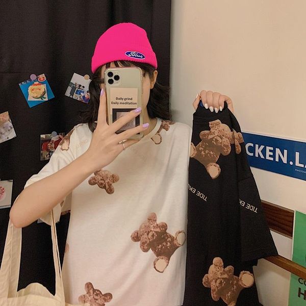 women's t-shirt cotton female harajuku style summer korean casual o-neck cute cartoon anime many bears print pattern kawaii couple, White
women's t-shirt cotton female harajuku style summer korean casual o-neck cute cartoon anime many bears print pattern kawaii couple, White