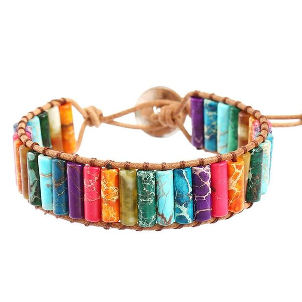 tennis 7 multicolor chakra natural stone bracelet bohemia handmade tube beads leather wrap yoga couples for woman men, Golden;silver
tennis 7 multicolor chakra natural stone bracelet bohemia handmade tube beads leather wrap yoga couples for woman men, Golden;silver