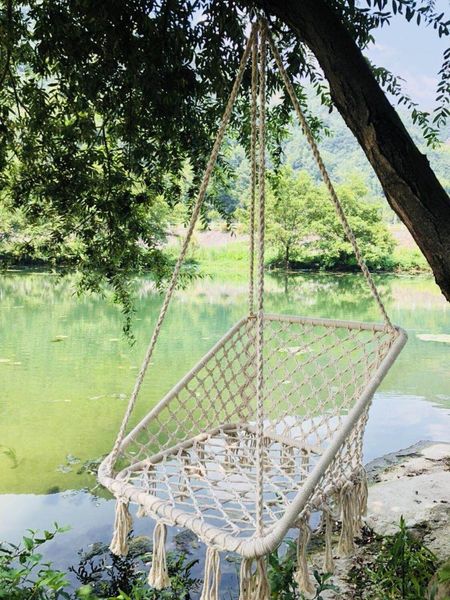 camp furniture hanging chair square nordic wind hammock cotton rope woven basket tassel swing
camp furniture hanging chair square nordic wind hammock cotton rope woven basket tassel swing