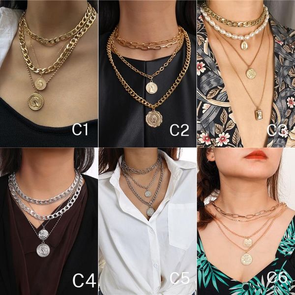 new jewelry multi-layer medal pendant necklaces ladies fashion trendy items neck chains choker, Silver
new jewelry multi-layer medal pendant necklaces ladies fashion trendy items neck chains choker, Silver