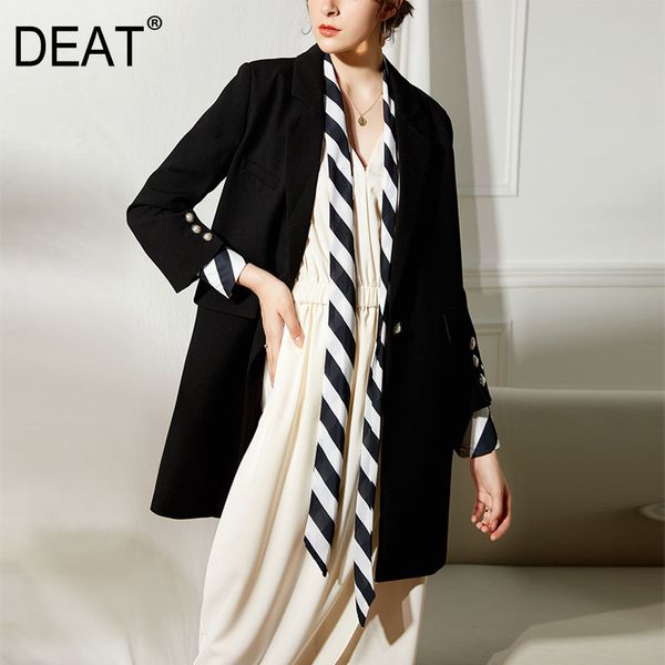 deat fake two piece women black patchwork ribbons single button blazer new notched long sleeve loose fashion summer 7e1099 210428, White;black
deat fake two piece women black patchwork ribbons single button blazer new notched long sleeve loose fashion summer 7e1099 210428, White;black