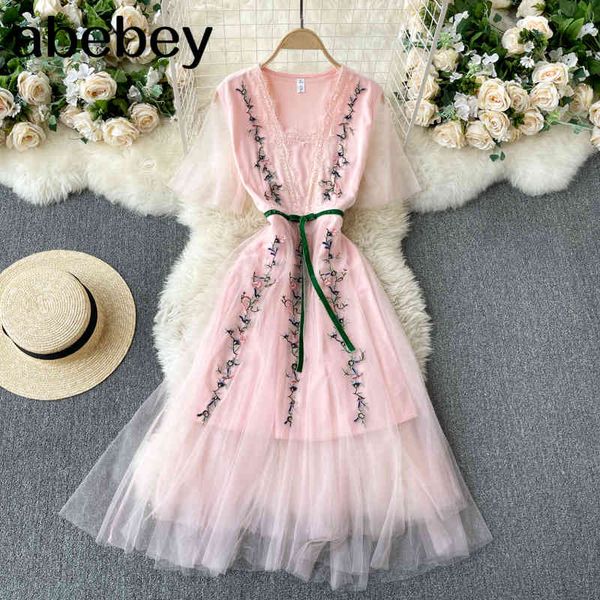 french sweet mesh dress women korean square collar short sleeve a-line es summer streetwear embroidery midi 210512, Black;gray
french sweet mesh dress women korean square collar short sleeve a-line es summer streetwear embroidery midi 210512, Black;gray