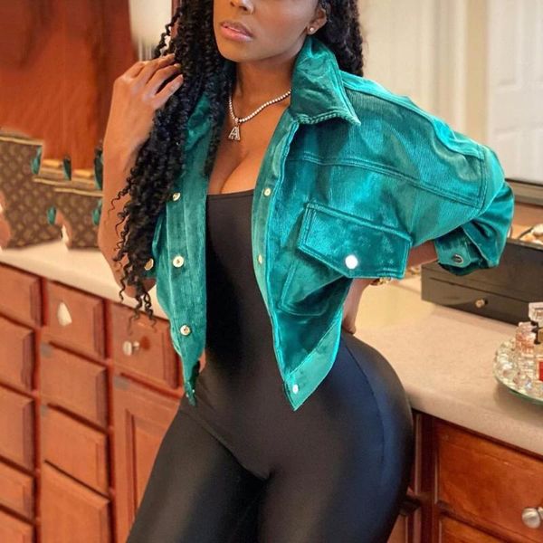 green corduroy jacket women 2021 autumn winter long sleeve single breasted pocket fashion streetwear outwears coats femme women's jacke, Black;brown
green corduroy jacket women 2021 autumn winter long sleeve single breasted pocket fashion streetwear outwears coats femme women's jacke, Black;brown