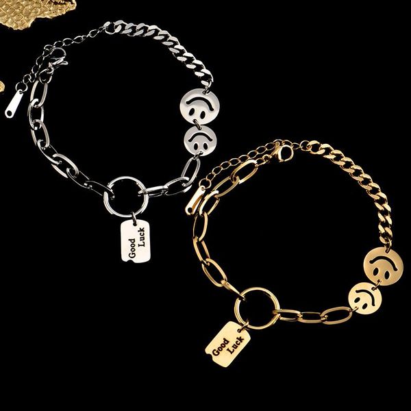 bangle colorfast 316l stainless steel fashion thick chain bracelet smile good luck sweet pendant lovely gift for ladies, Black
bangle colorfast 316l stainless steel fashion thick chain bracelet smile good luck sweet pendant lovely gift for ladies, Black