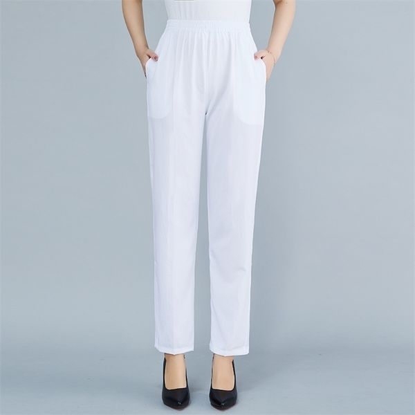 summer straight pants vintage middle-aged women solid color thin loose ankle-length trousers elastic waist casual white 211115, Black;white
summer straight pants vintage middle-aged women solid color thin loose ankle-length trousers elastic waist casual white 211115, Black;white