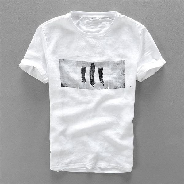 italy brand summer casual men t shirt stretch elastic feathers print breathable flax male shirts, White;black
italy brand summer casual men t shirt stretch elastic feathers print breathable flax male shirts, White;black