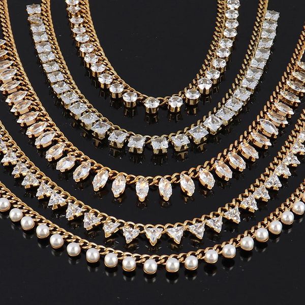 chains charming zircon stone chocker necklace stainless steel gold color simple clavicle chain wedding party jewelry gift, Silver
chains charming zircon stone chocker necklace stainless steel gold color simple clavicle chain wedding party jewelry gift, Silver