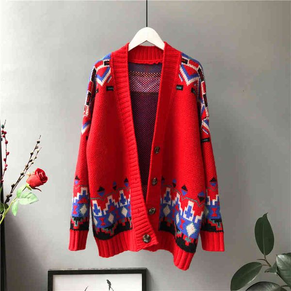 women's sweaters national style jacquard sweater women's cardigan autumn hit color single button loose coat vrg8, White;black
women's sweaters national style jacquard sweater women's cardigan autumn hit color single button loose coat vrg8, White;black