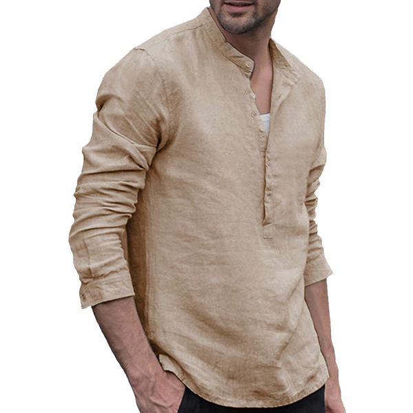 cotton and linen khaki pattern mens long-sleeved shirt comfortable fit fashion retro style travel office entertainment, White;black
cotton and linen khaki pattern mens long-sleeved shirt comfortable fit fashion retro style travel office entertainment, White;black