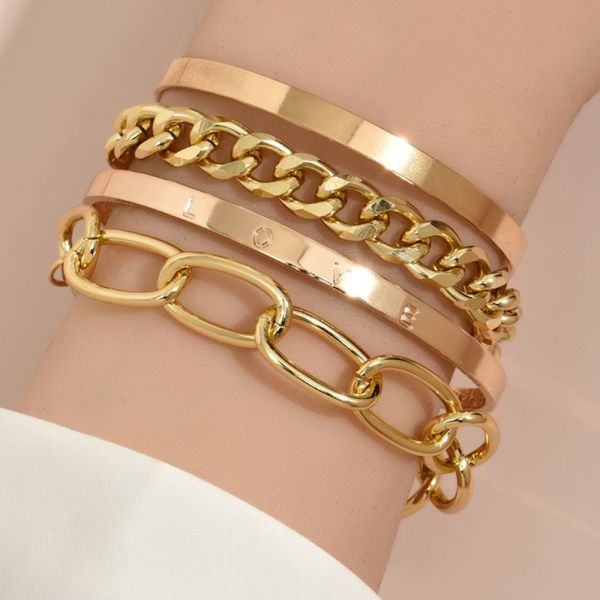 gold silver plated alloy chain bracelet open love bangle jewelry for wholesale 4pcs/set, Black
gold silver plated alloy chain bracelet open love bangle jewelry for wholesale 4pcs/set, Black