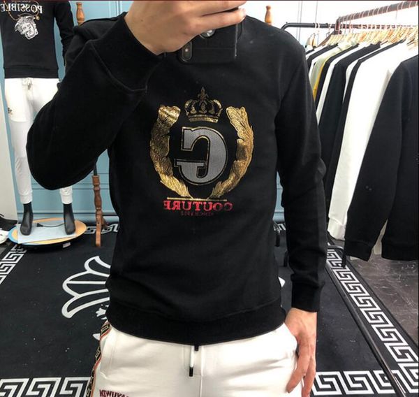 european station autumn new men's personalized sequin letter printed sweater men's korean version versatile fashion bottomed shirt, Black
european station autumn new men's personalized sequin letter printed sweater men's korean version versatile fashion bottomed shirt, Black