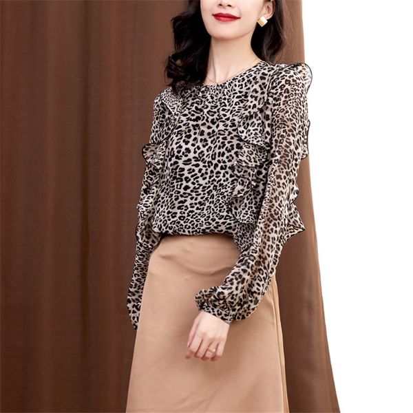 chic gentle leopard basic blouses animal print ruffles loose chiffon elegant vintage all match shirts 210421, White
chic gentle leopard basic blouses animal print ruffles loose chiffon elegant vintage all match shirts 210421, White