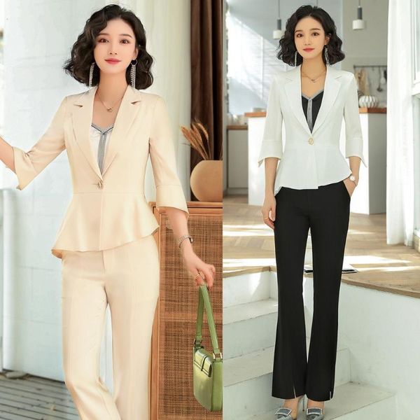 women's suits & blazers fashion ladies apricot blazer women business formal office work wear jacket and pant set, White;black
women's suits & blazers fashion ladies apricot blazer women business formal office work wear jacket and pant set, White;black
