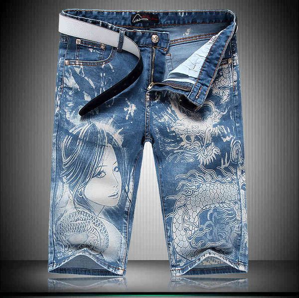 shorts 2021 summer men's personality trend printed denim middle pants waist capris, White;black
shorts 2021 summer men's personality trend printed denim middle pants waist capris, White;black