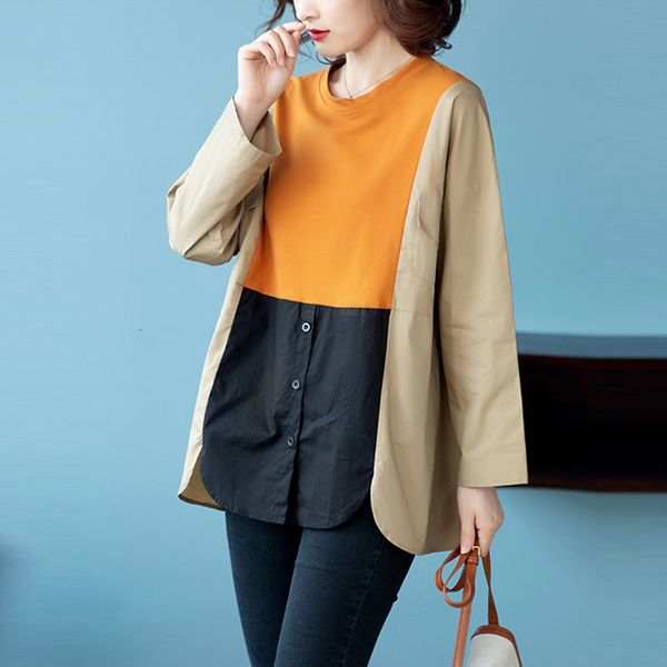 women's blouses & shirts 2021 spring korea fashion women long sleeve loose o-neck blouse all-matched casual patchwork color plus s, White
women's blouses & shirts 2021 spring korea fashion women long sleeve loose o-neck blouse all-matched casual patchwork color plus s, White