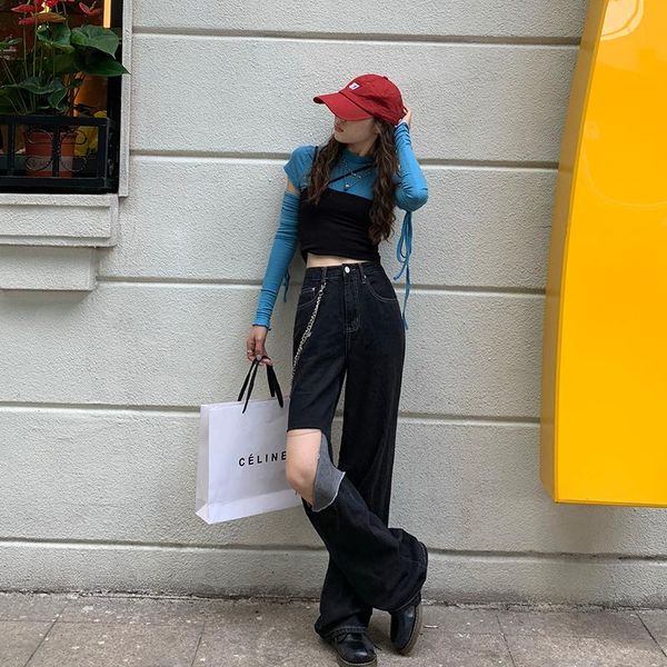 high waist ultra ripped wide leg jeans women's, Blue
high waist ultra ripped wide leg jeans women's, Blue