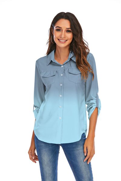 summer women clothing lapel collar long sleeves adjustable sleeves gradient color pockets loose chiffon shirt grande taille 210414, White
summer women clothing lapel collar long sleeves adjustable sleeves gradient color pockets loose chiffon shirt grande taille 210414, White