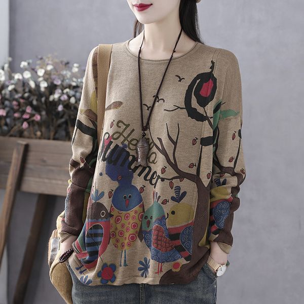 women's sweaters johnature autumn winter o-neck floral print bottoming pullover leisure knitted sweater retro all-match women sweater1, White;black
women's sweaters johnature autumn winter o-neck floral print bottoming pullover leisure knitted sweater retro all-match women sweater1, White;black