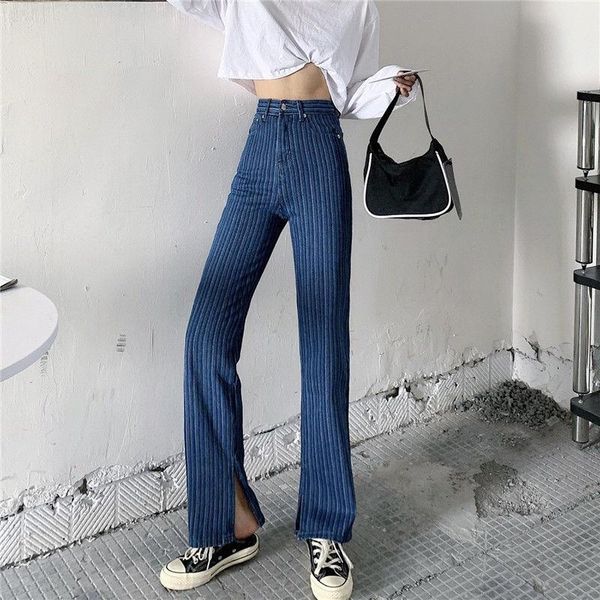 women's jeans 2021 autumn women casual loose denim trousers lady vintage striped high waist wide leg female split straight pants f991, Blue
women's jeans 2021 autumn women casual loose denim trousers lady vintage striped high waist wide leg female split straight pants f991, Blue