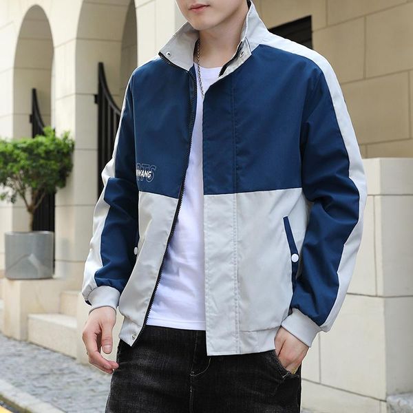 men's trench coats 2021 jacket color matching running stand collar, Tan;black
men's trench coats 2021 jacket color matching running stand collar, Tan;black