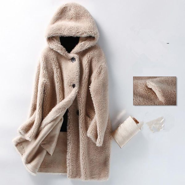 women's fur & faux fashion granule sheep shearing coat female 2021 winter korean hooded long sleeve mid-length jacket women clothing h1, Black
women's fur & faux fashion granule sheep shearing coat female 2021 winter korean hooded long sleeve mid-length jacket women clothing h1, Black