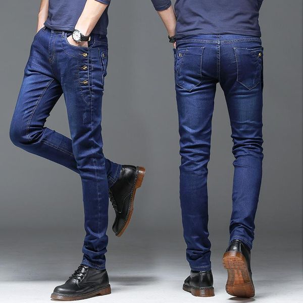 men's jeans 2021 trend elastic foreign trade korean version of self-cultivation tide brand trousers, Blue
men's jeans 2021 trend elastic foreign trade korean version of self-cultivation tide brand trousers, Blue