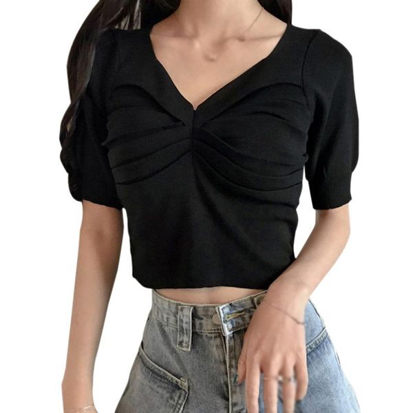 women's t-shirt daxin v-neck solid exposed tee korean style slim casual knitted short sleeve t shirt female ladies, White
women's t-shirt daxin v-neck solid exposed tee korean style slim casual knitted short sleeve t shirt female ladies, White