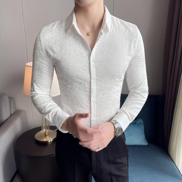 men's casual shirts for men fashion black white 2021 long-sleeved shirt men's slim luxury jacquard full matching prom dress, White;black
men's casual shirts for men fashion black white 2021 long-sleeved shirt men's slim luxury jacquard full matching prom dress, White;black