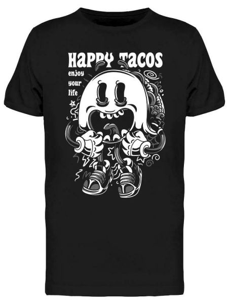 happy tacos tee men's -image by shutterstock, White;black