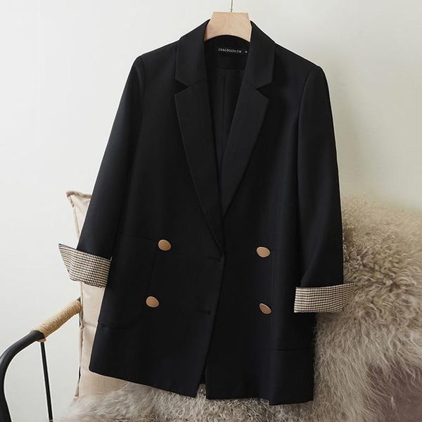women's suits & blazers fashion autumn winter warm notched double breasted jacket loose casual women jackets plaid cuffs work wear coat, White;black
women's suits & blazers fashion autumn winter warm notched double breasted jacket loose casual women jackets plaid cuffs work wear coat, White;black