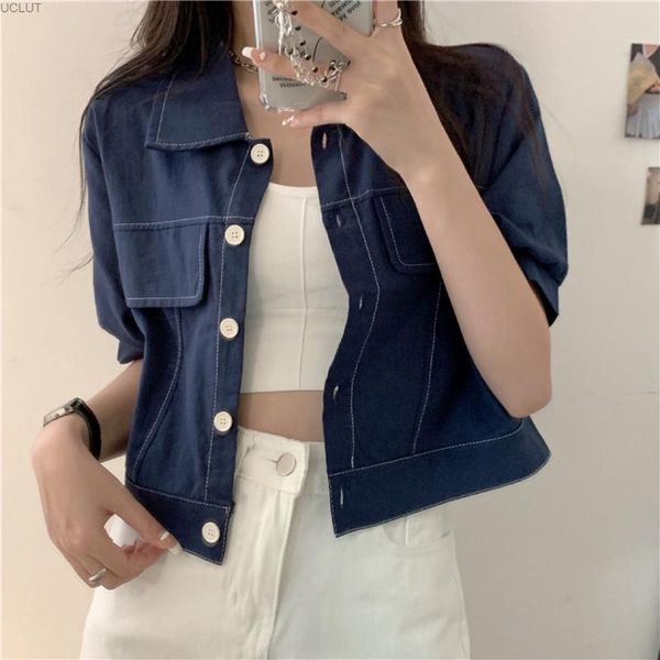 women's jackets temperament collar short sleeve denim jacket for women in summer 2021, Black;brown
women's jackets temperament collar short sleeve denim jacket for women in summer 2021, Black;brown