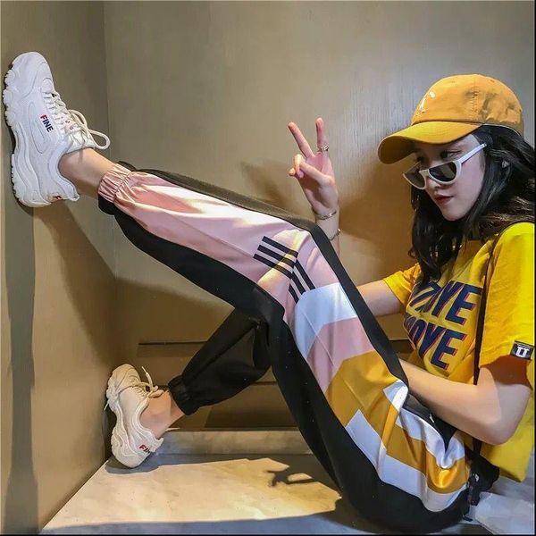 casual womens pant patchwork pencil pants high waist buckle belt trousers women orange zipper pocket sweatpants and joggers fitness, Black;white
casual womens pant patchwork pencil pants high waist buckle belt trousers women orange zipper pocket sweatpants and joggers fitness, Black;white