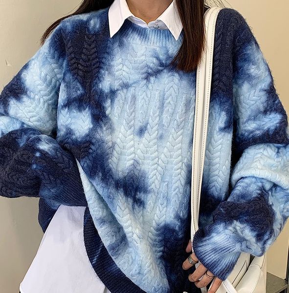 lazy style female fashions in fashion fall and winter color tie-dye sweater, White;black
lazy style female fashions in fashion fall and winter color tie-dye sweater, White;black