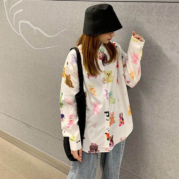 women's blouses & shirts female korean harajuku cute loose bear print shirt ulzzang japanese kawaii ladies vintage clothes for women, White
women's blouses & shirts female korean harajuku cute loose bear print shirt ulzzang japanese kawaii ladies vintage clothes for women, White