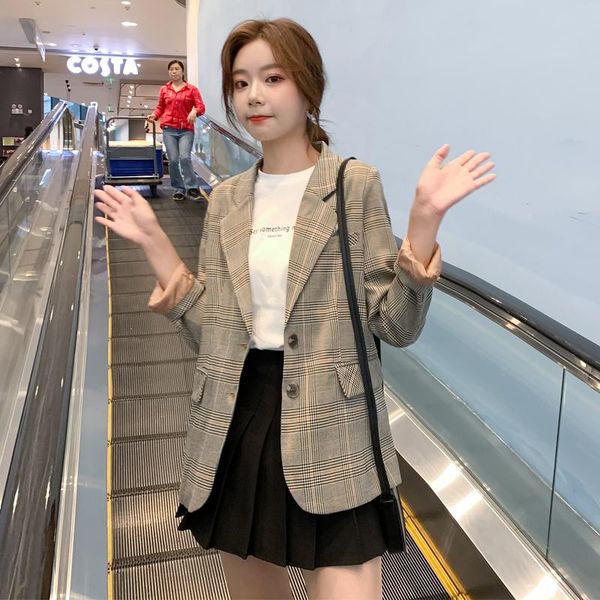 women's suits & blazers korean plaid ladies blazer khaki casual loose stylish suit jacket paillette retro clothing large size mm60nxz, White;black
women's suits & blazers korean plaid ladies blazer khaki casual loose stylish suit jacket paillette retro clothing large size mm60nxz, White;black