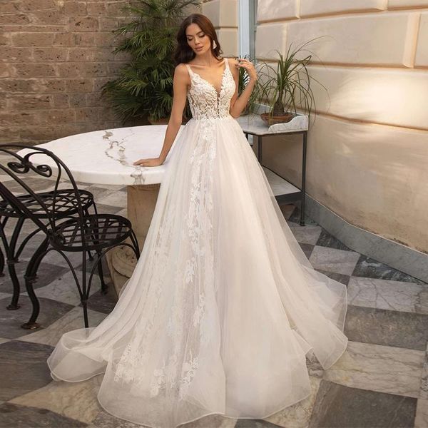 other wedding dresses ivory a-line lace boho dress deep v neck sleeveless long bridal gowns appliques tulle illusion brides, White
other wedding dresses ivory a-line lace boho dress deep v neck sleeveless long bridal gowns appliques tulle illusion brides, White