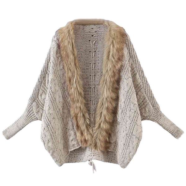 vintage women faux fur cardigan autumn fashion ladies loose beige knitwear casual female bat sleeve sweaters girls 210515, White
vintage women faux fur cardigan autumn fashion ladies loose beige knitwear casual female bat sleeve sweaters girls 210515, White
