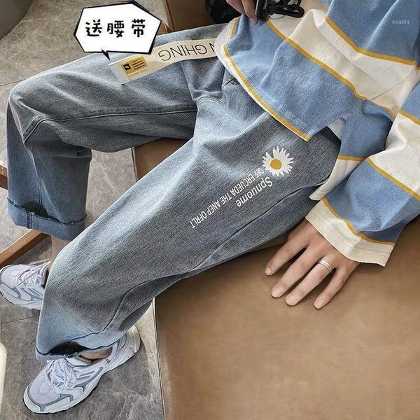 jeans men's loose fitting straight leg autumn and winter versatile little daisy fashion korean capris, Blue
jeans men's loose fitting straight leg autumn and winter versatile little daisy fashion korean capris, Blue