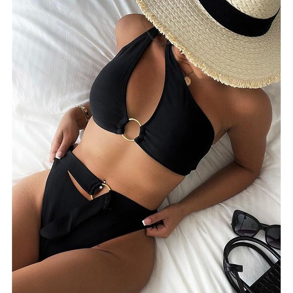 women's swimwear women swimsuit female 2021 bikini high waisted black one shoulder set swimming suit bathing suits beachwear, White;black
women's swimwear women swimsuit female 2021 bikini high waisted black one shoulder set swimming suit bathing suits beachwear, White;black