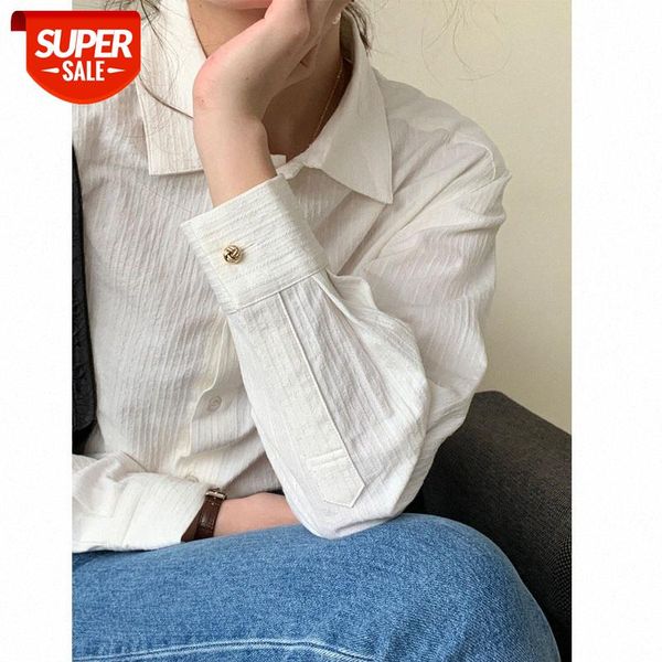 fw coconut milk white dark texture french lapel small gold button loose shirt han simple #kz51
fw coconut milk white dark texture french lapel small gold button loose shirt han simple #kz51
