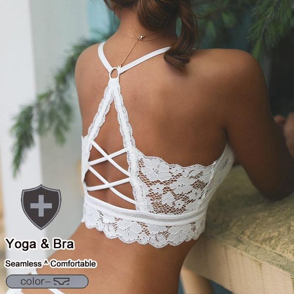 women's sport hollow out bralette solid beauty back lace underwear vest female add pad wireless yoga bra seamless lingerie gym clothing, White;black
women's sport hollow out bralette solid beauty back lace underwear vest female add pad wireless yoga bra seamless lingerie gym clothing, White;black