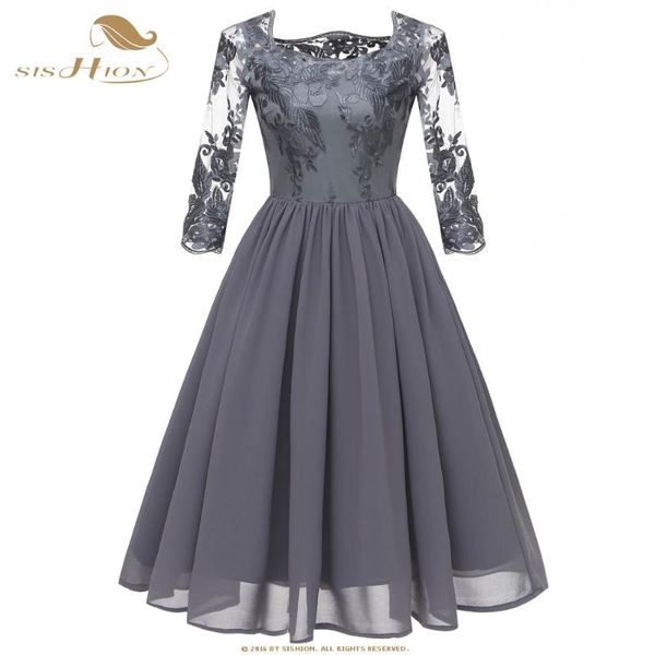casual dresses sishion elegant chiffon dress cd1663 2021 women spring 3/4 sleeve embroidery lace vintage party navy blue wine red grey, Black;gray
casual dresses sishion elegant chiffon dress cd1663 2021 women spring 3/4 sleeve embroidery lace vintage party navy blue wine red grey, Black;gray