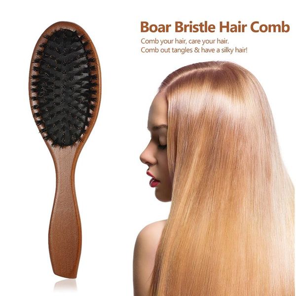 natural boar bristle hair brush comb oval anti-static paddle extension scalp massage beech wooden handle brushes, Silver
natural boar bristle hair brush comb oval anti-static paddle extension scalp massage beech wooden handle brushes, Silver