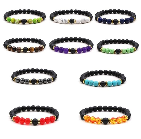 8mm seven chakra buddha matted black stone beads bracelet women men bangle beaded hand strings, Golden;silver
8mm seven chakra buddha matted black stone beads bracelet women men bangle beaded hand strings, Golden;silver